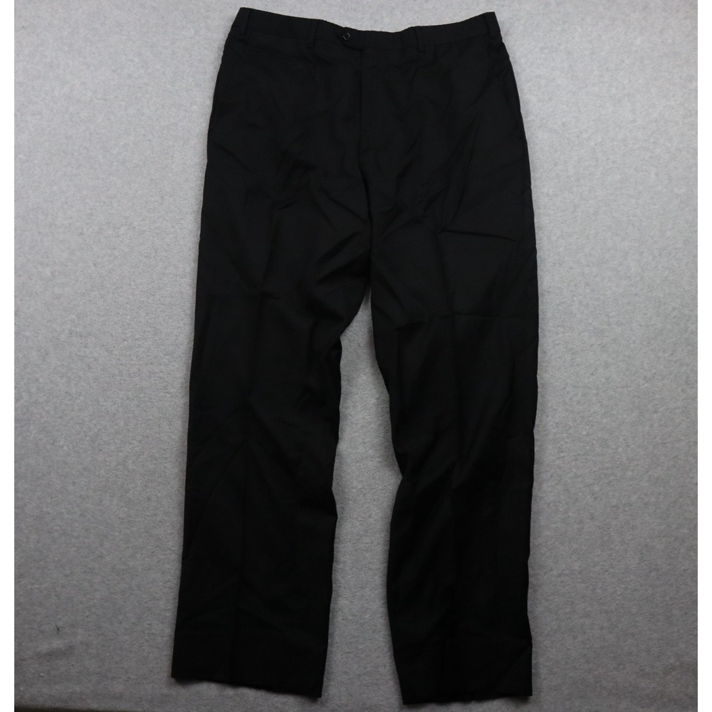 Santorelli Pants Mens 38x32 Luxury Serge Romeo Wool Dress Suit Flat Front Black